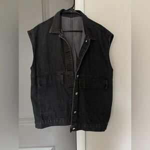 Black Denim Oversized Vest